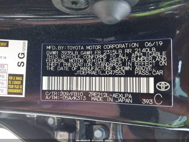 2020 TOYOTA COROLLA LE 9