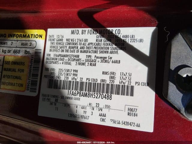 2017 FORD MUSTANG V6 9