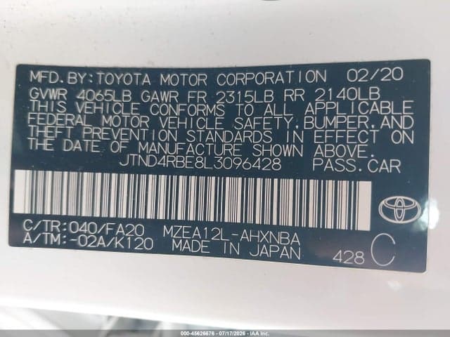 2020 TOYOTA COROLLA SE NIGHTSHADE EDITION 9