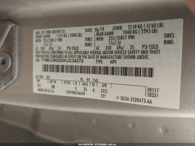 2019 FORD ESCAPE SE 9