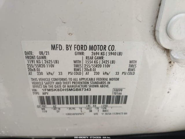 2021 FORD EXPLORER XLT 9
