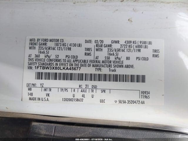 2020 FORD TRANSIT-350 CARGO VAN 9
