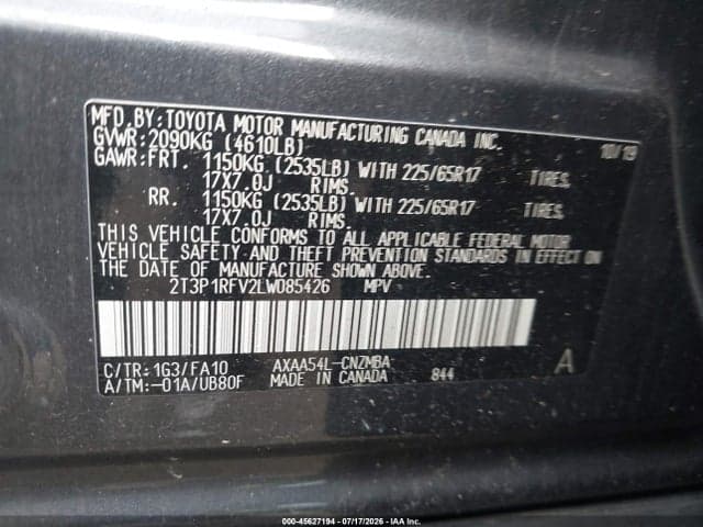 2020 TOYOTA RAV4 XLE 9