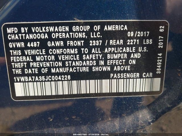 2018 VOLKSWAGEN PASSAT 2.0T SE 9