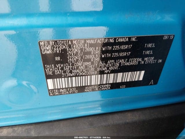 2019 TOYOTA RAV4 HYBRID XLE 9
