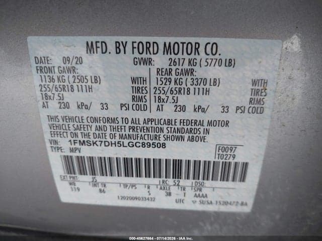 2020 FORD EXPLORER XLT 9