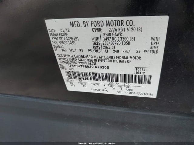 2018 FORD EXPLORER LIMITED 9