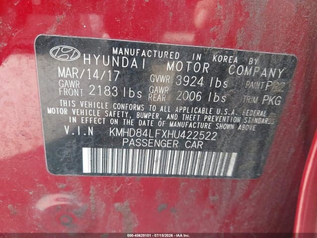 2017 HYUNDAI ELANTRA SE 9
