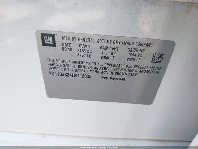 2017 CHEVROLET IMPALA 1LT 9