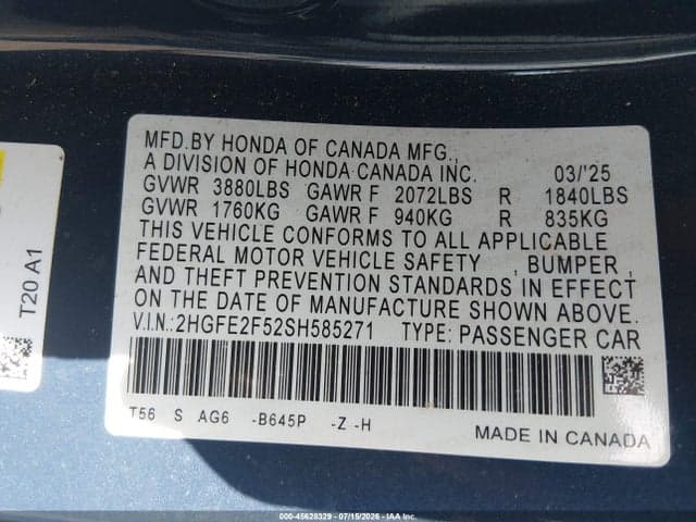2025 HONDA CIVIC SPORT 9