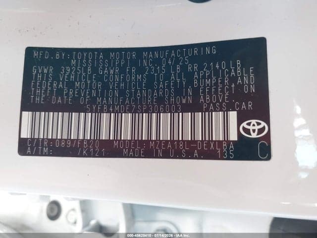 2025 TOYOTA COROLLA LE 9