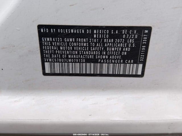 2020 VOLKSWAGEN JETTA 1.4T R-LINE/1.4T S/1.4T SE 9