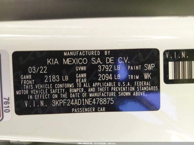 2022 KIA FORTE LXS 9