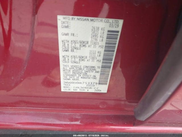 2019 NISSAN FRONTIER SL 9