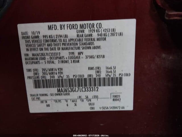 2020 FORD ECOSPORT SE 9