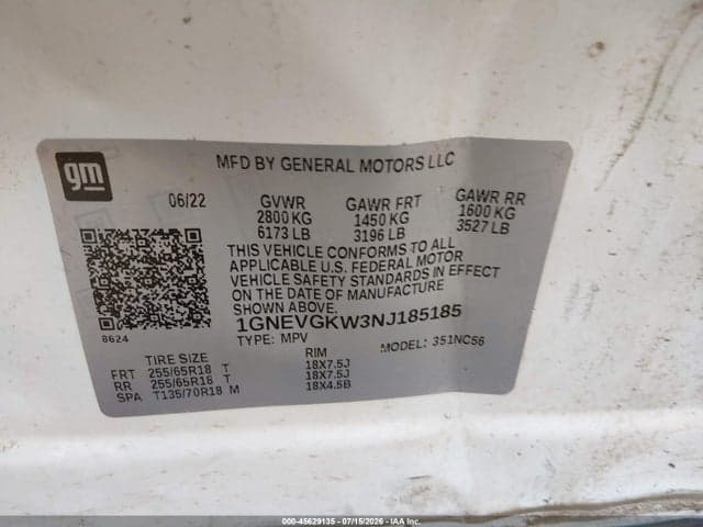2022 CHEVROLET TRAVERSE AWD LT CLOTH 9