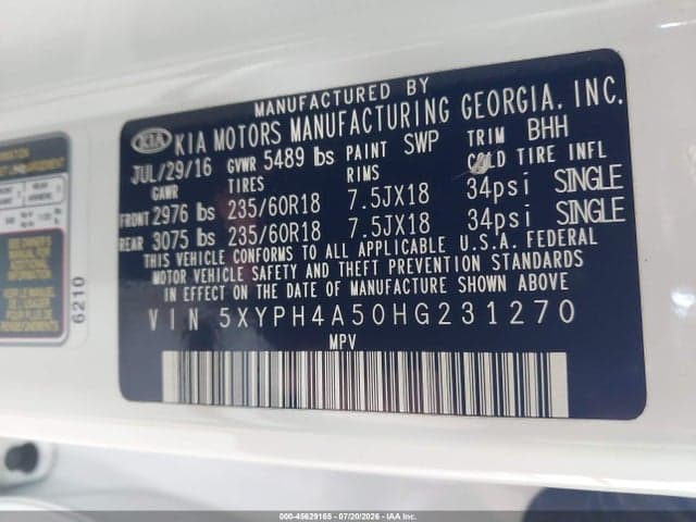 2017 KIA SORENTO 3.3L EX 9