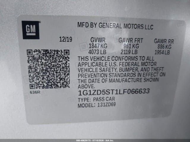 2020 CHEVROLET MALIBU FWD LT 9