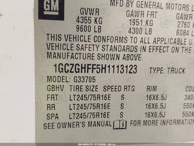 2017 CHEVROLET EXPRESS 3500 WORK VAN 9