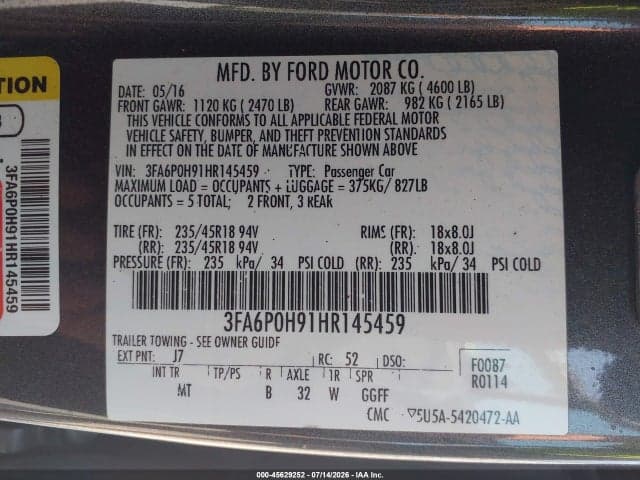 2017 FORD FUSION SE 9