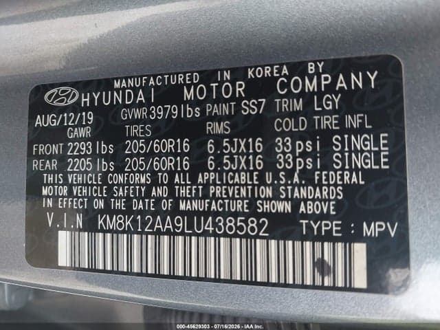 2020 HYUNDAI KONA SE 9