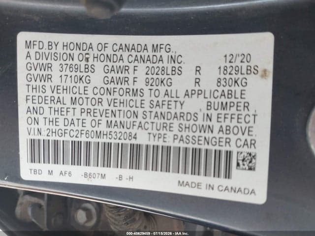 2021 HONDA CIVIC LX 9
