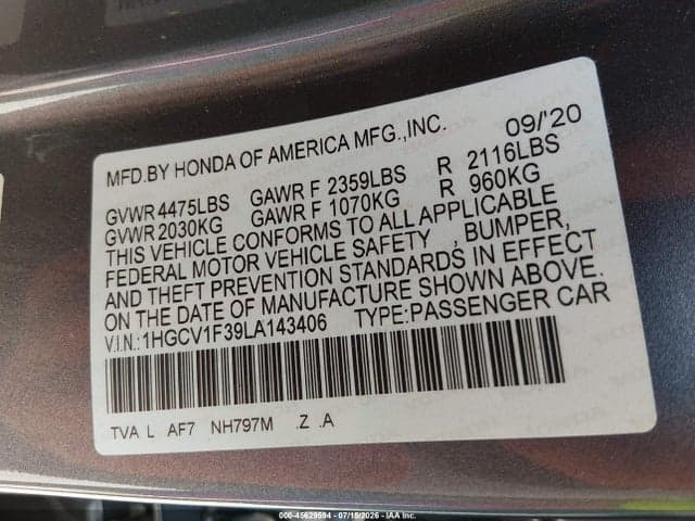 2020 HONDA ACCORD SPORT 9
