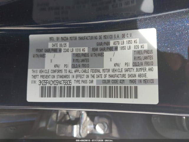 2025 MAZDA MAZDA3 2.5 S PREFERRED 9