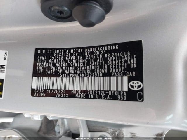 2021 TOYOTA COROLLA LE 9