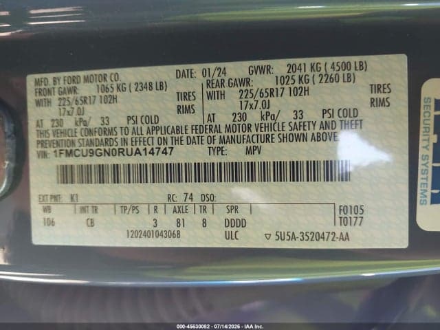 2024 FORD ESCAPE ACTIVE 9