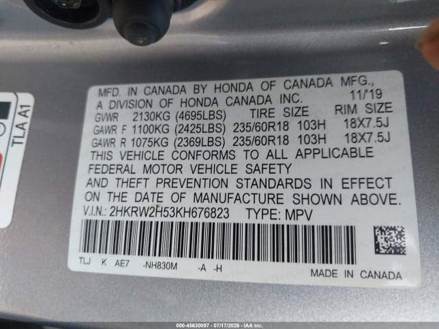 2019 HONDA CR-V EX 9