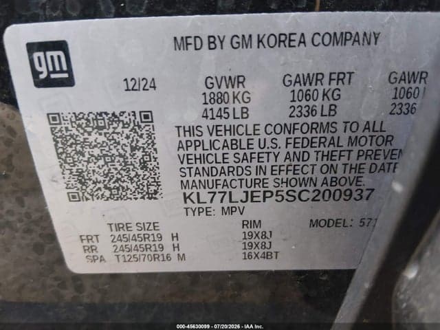 2025 CHEVROLET TRAX FWD 2RS 9