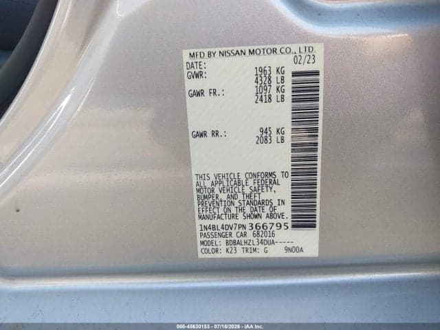 2023 NISSAN ALTIMA SV FWD 9