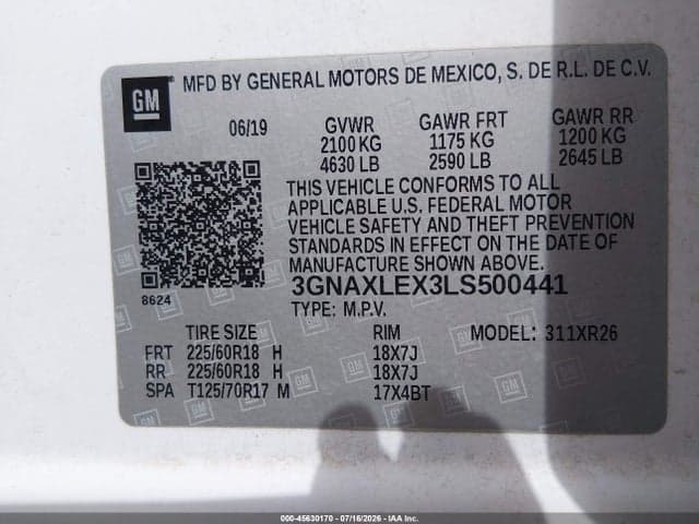 2020 CHEVROLET EQUINOX FWD LT 2.0L TURBO 9