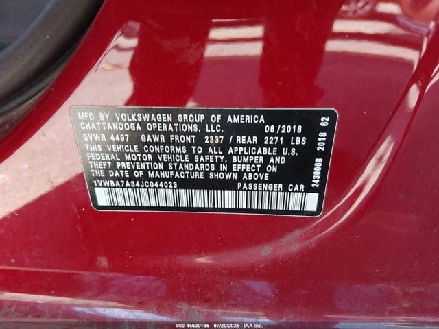 2018 VOLKSWAGEN PASSAT 2.0T SE 9