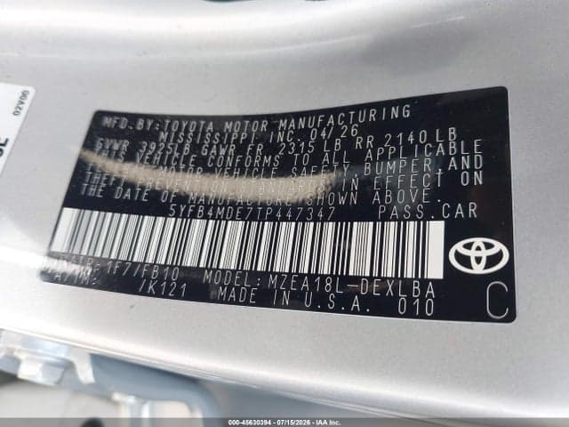 2026 TOYOTA COROLLA LE 9