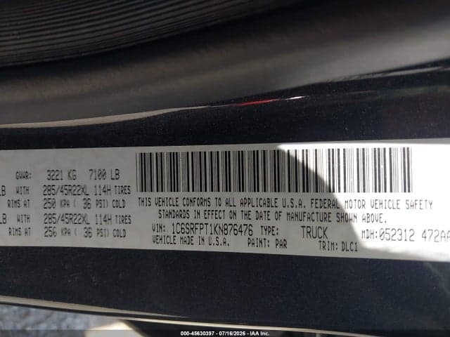 2019 RAM 1500 LIMITED 4X4 6'4 BOX 9