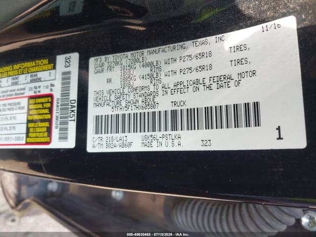 2017 TOYOTA TUNDRA LIMITED 5.7L V8 9