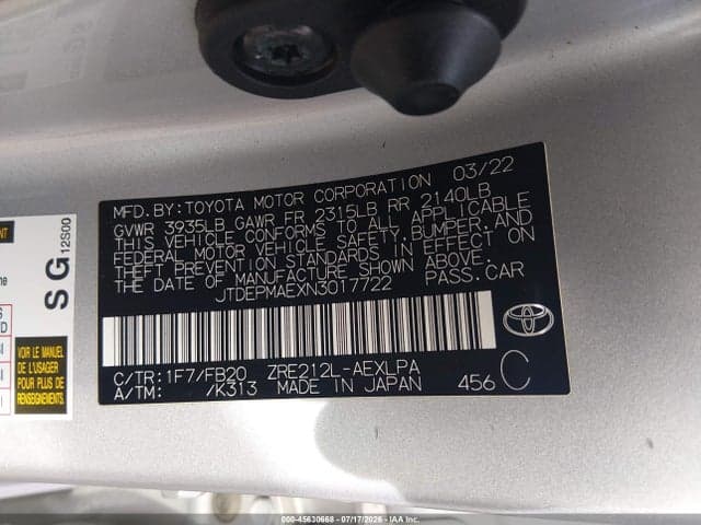 2022 TOYOTA COROLLA LE 9