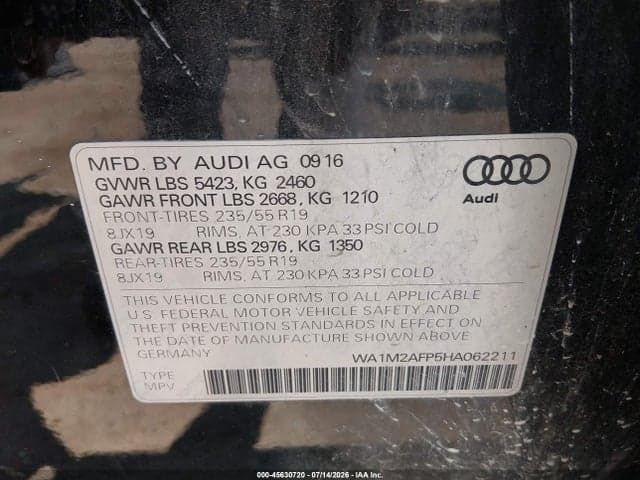 2017 AUDI Q5 2.0T PREMIUM 9