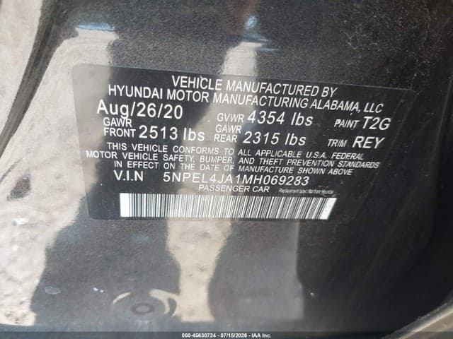 2021 HYUNDAI SONATA SEL 9