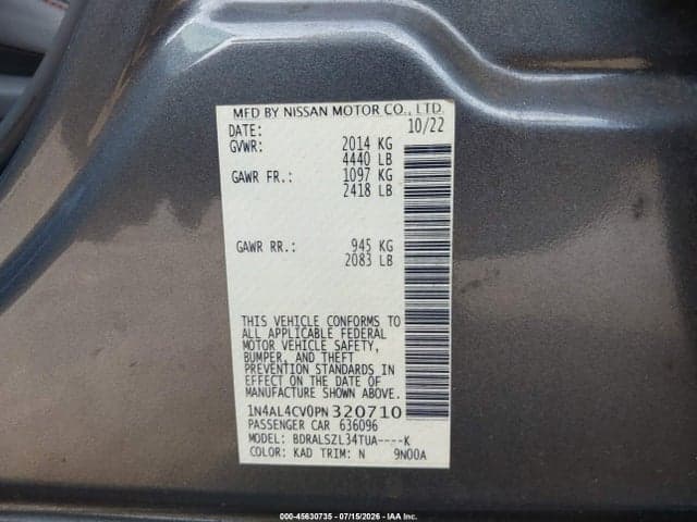 2023 NISSAN ALTIMA SR VC-TURBO FWD 9