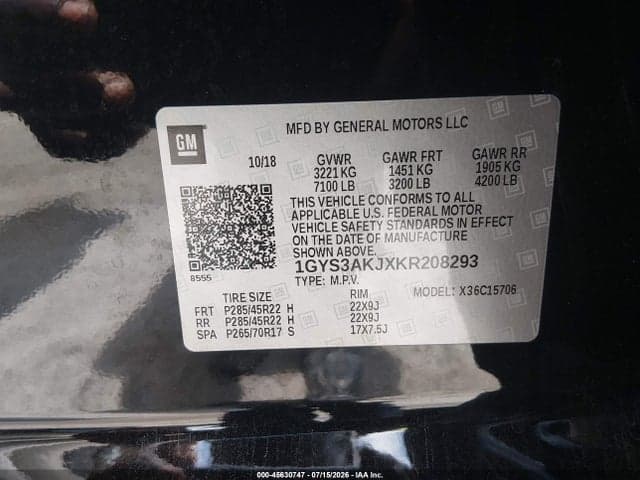 2019 CADILLAC ESCALADE STANDARD 9