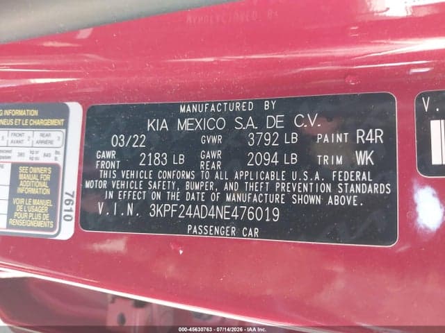 2022 KIA FORTE LXS 9