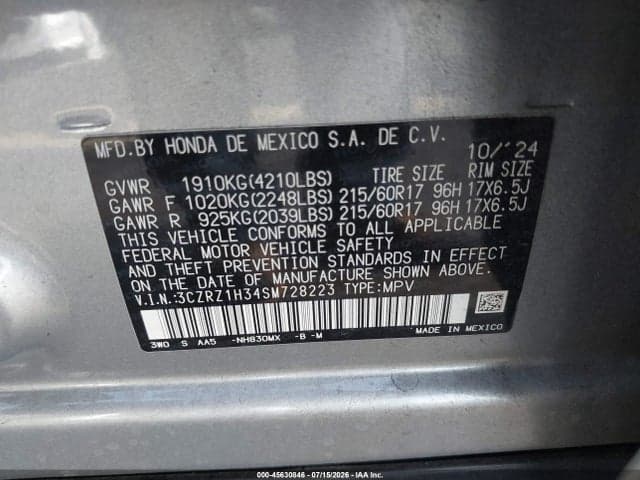 2025 HONDA HR-V 2WD LX 9