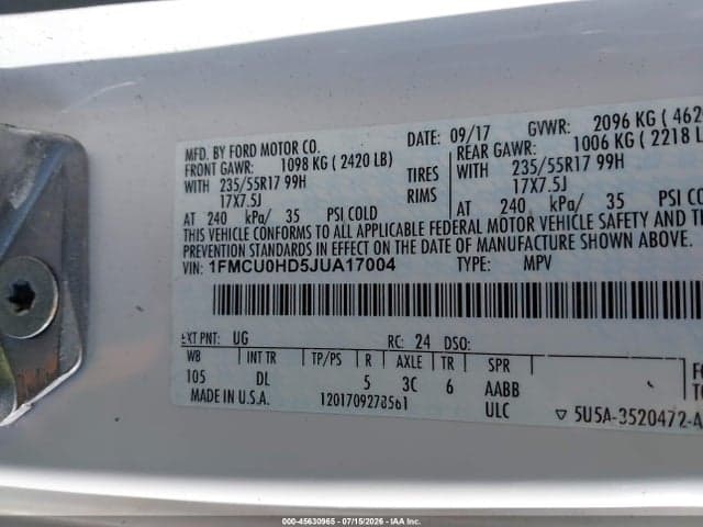 2018 FORD ESCAPE SEL 9