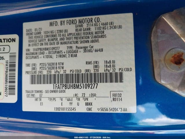 2021 FORD MUSTANG ECOBOOST PREMIUM 9