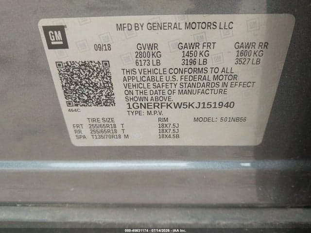 2019 CHEVROLET TRAVERSE LS 9