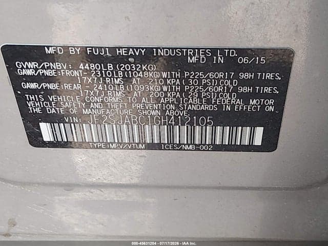2016 SUBARU FORESTER 2.5I 9