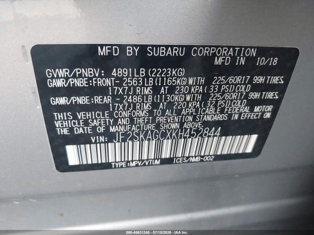 2019 SUBARU FORESTER PREMIUM 9